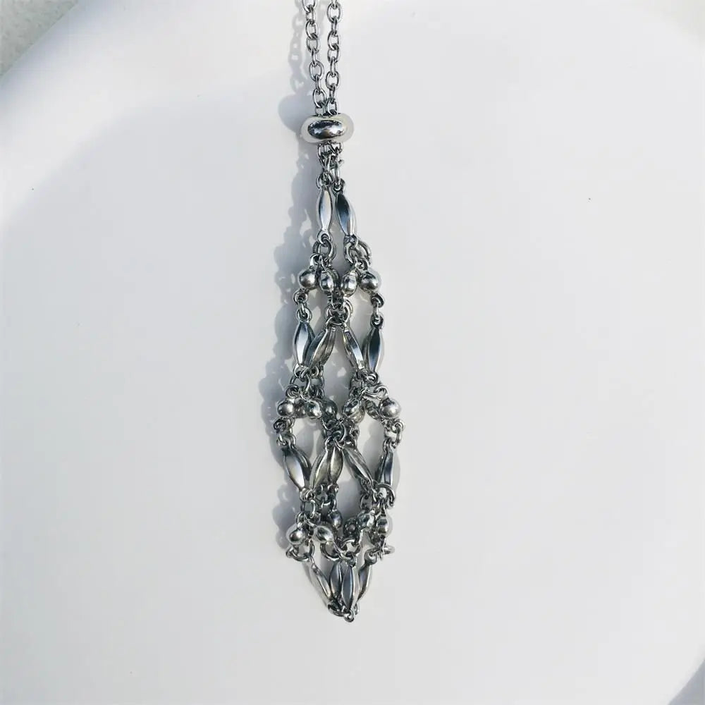 Electroplated Titanium Crystal Cage Chain Pendant-14