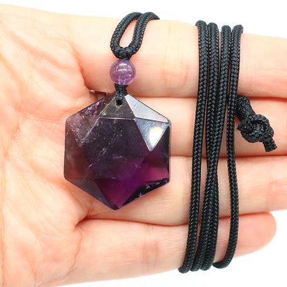 Hexagram Star Pendant Necklace Natural Healing Ameheyst Gemstone Crystal Jewelry Gifts