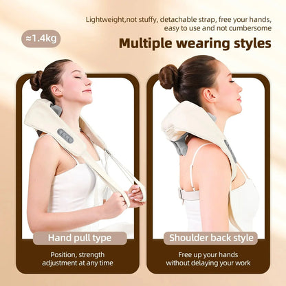 Foreverlily Neck And Shoulder Massager Wireless Neck And Back Shiatsu Kneading Massager Neck Cervical Relaxing Massage Shawl