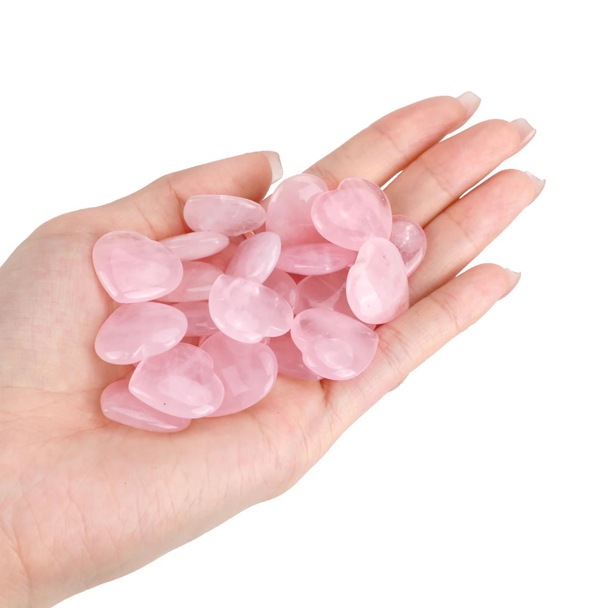 Mini Stone Heart Shape Crystal Statue Natural Rose Quartz Reiki Healing Gemstone