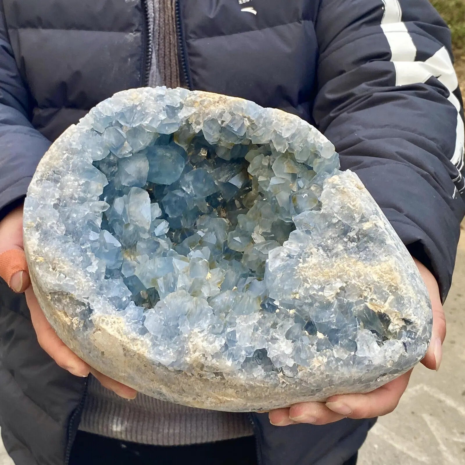 Madagascar Natural Celestite Sky Blue Geode-6