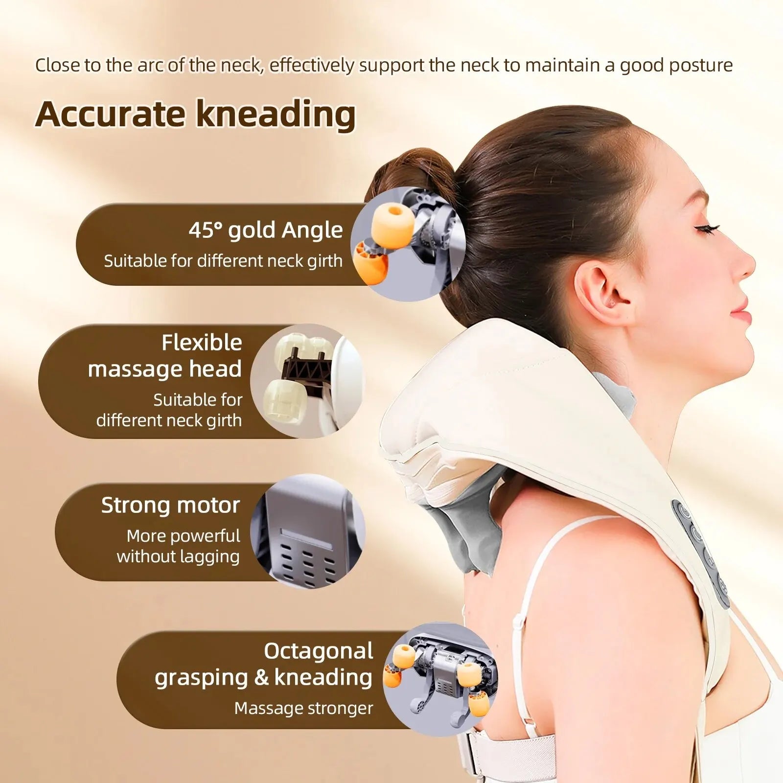 Foreverlily Neck And Shoulder Massager Wireless Neck And Back Shiatsu Kneading Massager Neck Cervical Relaxing Massage Shawl-4