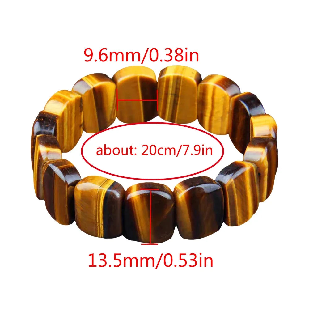 Fashion Tiger Eye Square Bracelet Men and Women Natural Stone Jewelry Healing Buddha Elastic Rope Couple Stone Bracelet Gifts-1