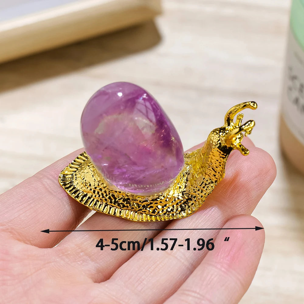 Natural Rolling stone snail Gemstone Amethyst Healing Reiki Crystal Home Desk Delicate Ornament Decor Gifts