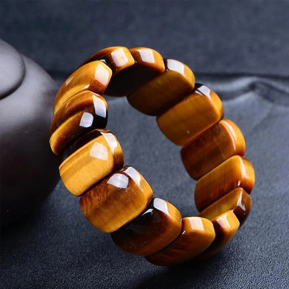 Fashion Tiger Eye Square Bracelet Men and Women Natural Stone Jewelry Healing Buddha Elastic Rope Couple Stone Bracelet Gifts-6